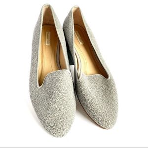 Massimo Dutti Silver Beaded Leather Flats US 6.5